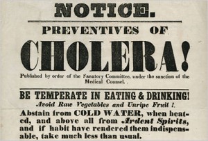 Mid-19th century hand bill issued by New York's Board of Health: At the time, no one really knew much about cholera and what caused it