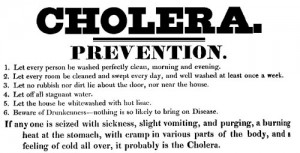 A 19th century poster in a London sickened by cholera