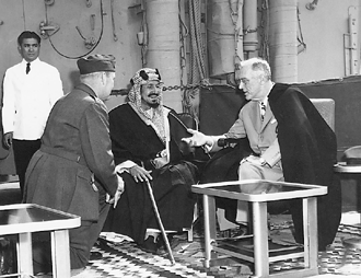 King Abdulaziz and President Franklin D. Roosevelt met on February 14, 1945