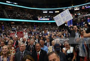 A delegates holds a support sign up on the second day of the Republican National Convention in Ohio (AFP / Robyn BECK)